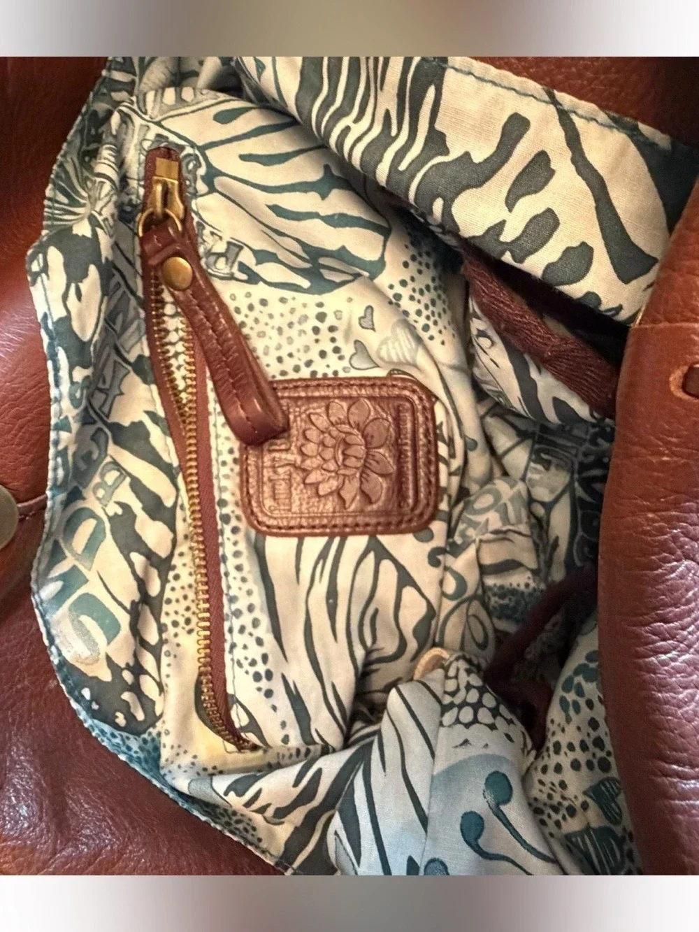 Lucky Brand Abbey Road Fold Over Cinnamon Brown Leather Handbag Shoulder Bag